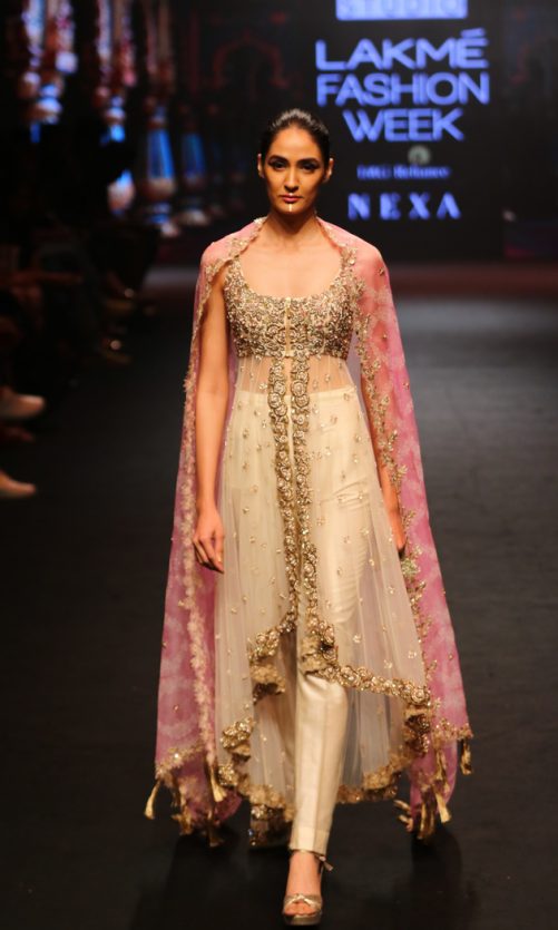 Ivory High-Low Anarkali Set