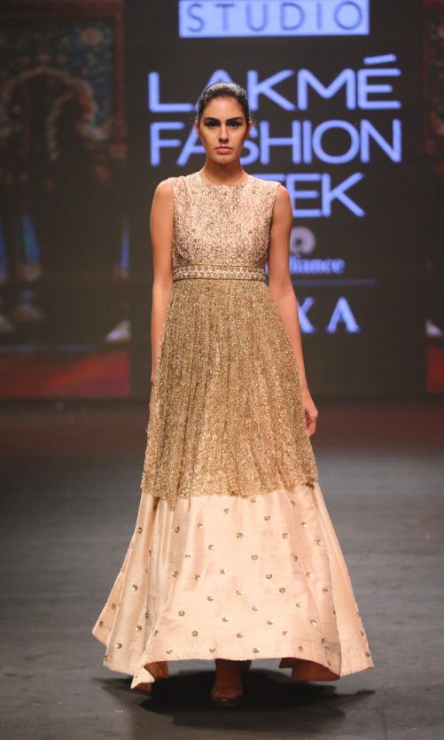 Peach Hued Kurta & Skirt