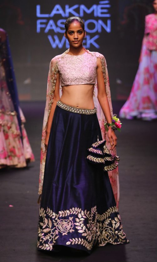 Navy Blue Embroidered Lehenga