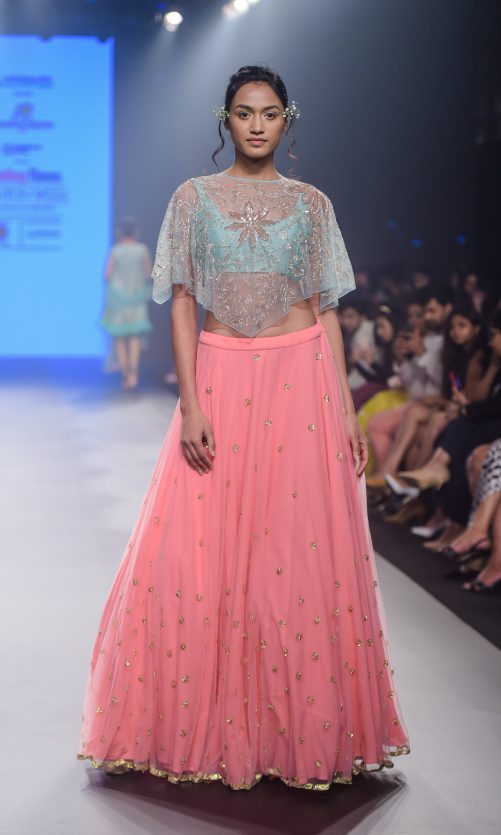 Cyan Embroidered Cape Set