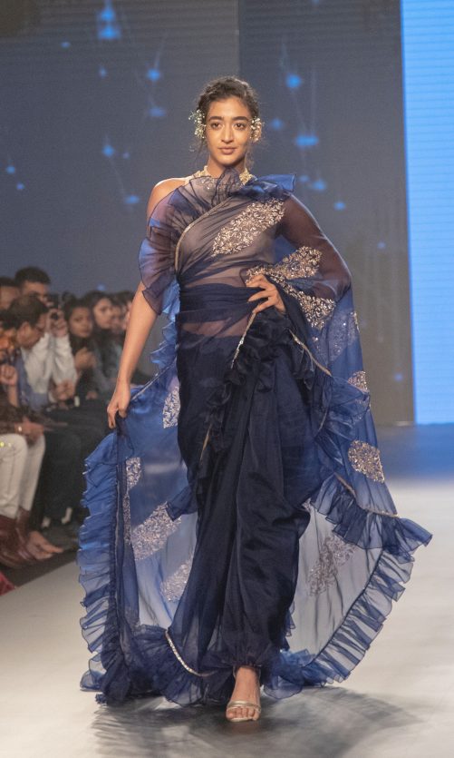 Midnight Blue Ruffle Saree
