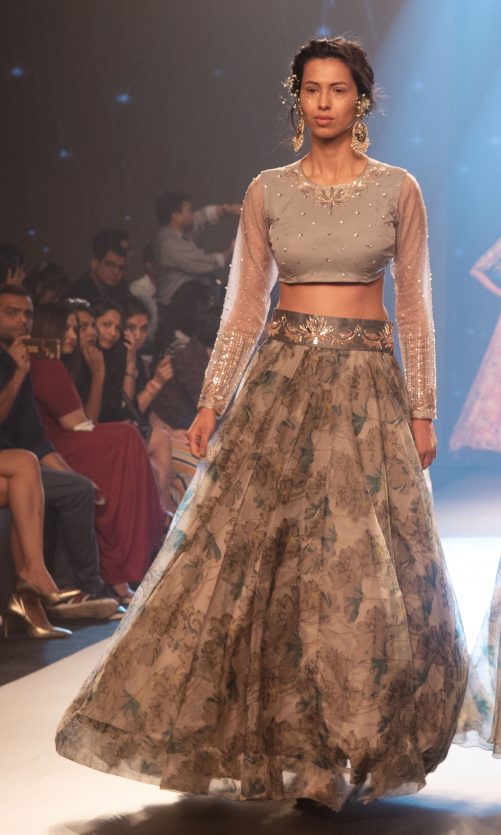 Baltic Grey Organza Lehenga