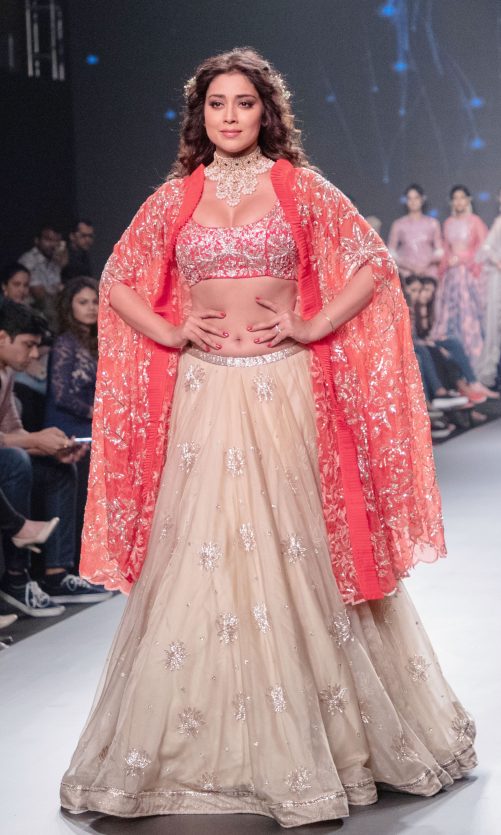 Embroidered Cape With Lehenga