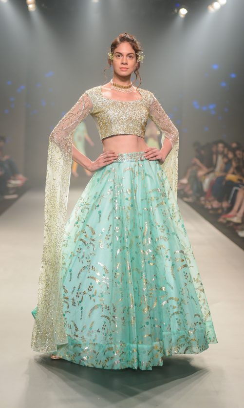 Sea Green Printed Skirt