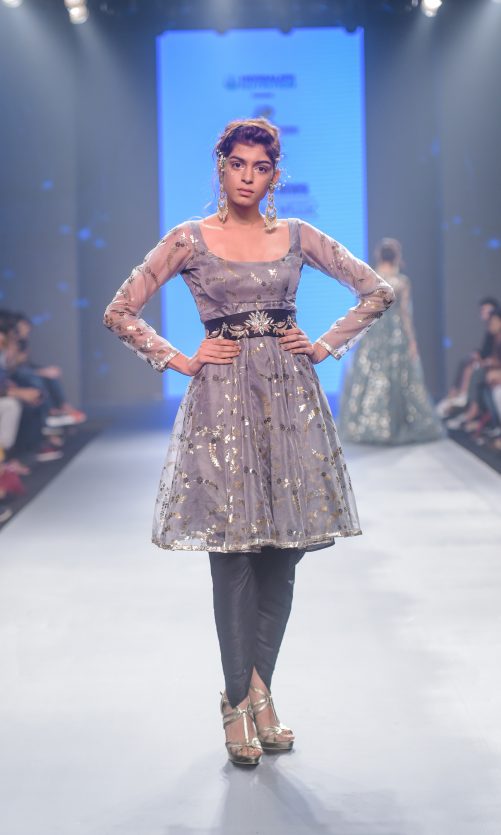 Grey Anarkali With Belt