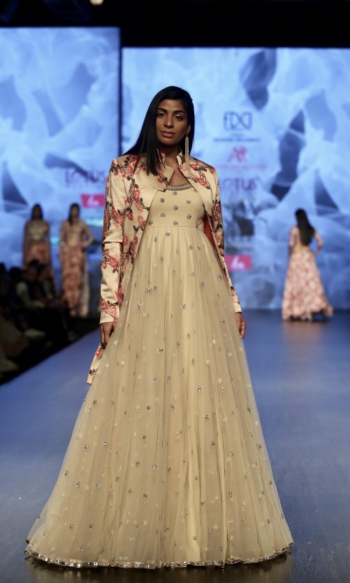 Ivory Anarkali With Long Coat