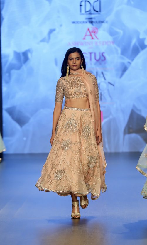 Vintage Peach Organza Lehenga