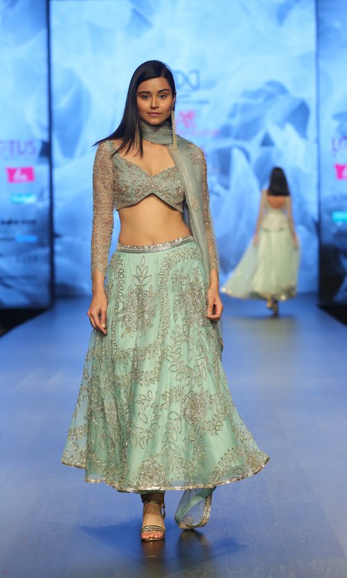 Mint Green Organza Lehenga