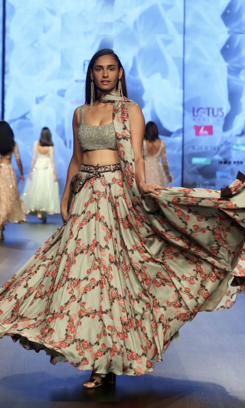 Pastel Green Floral Lehenga