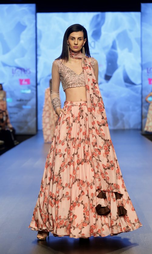 Powder Pink Printed Lehenga