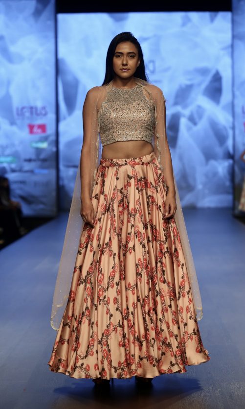 Peach Floral Cape & Skirt Set