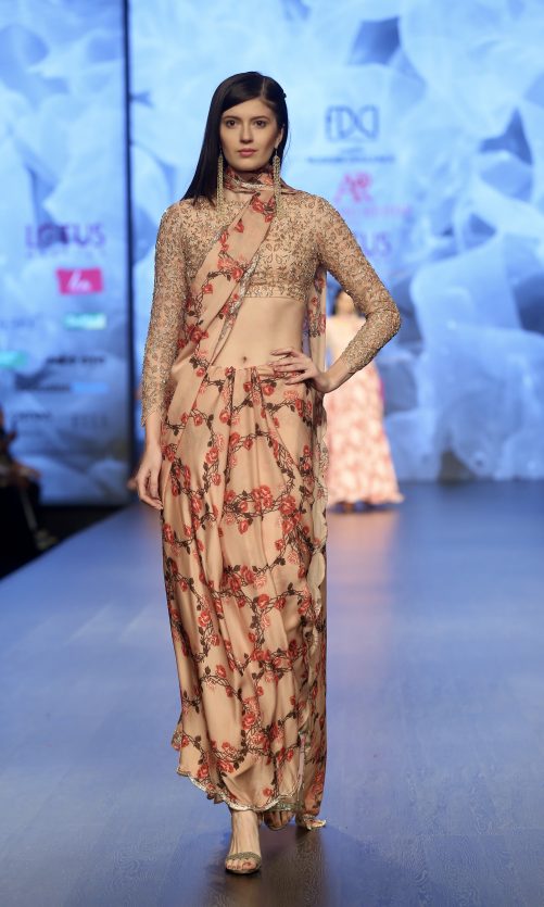Vintage Peach Floral Saree