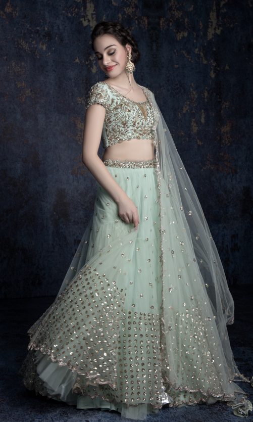 Pastel Green Tulle Lehenga Set
