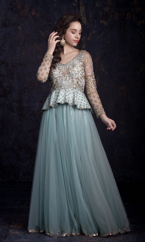 Pastel Turquoise Peplum Skirt