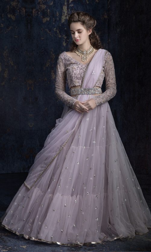 Lilac Lehenga With Belt