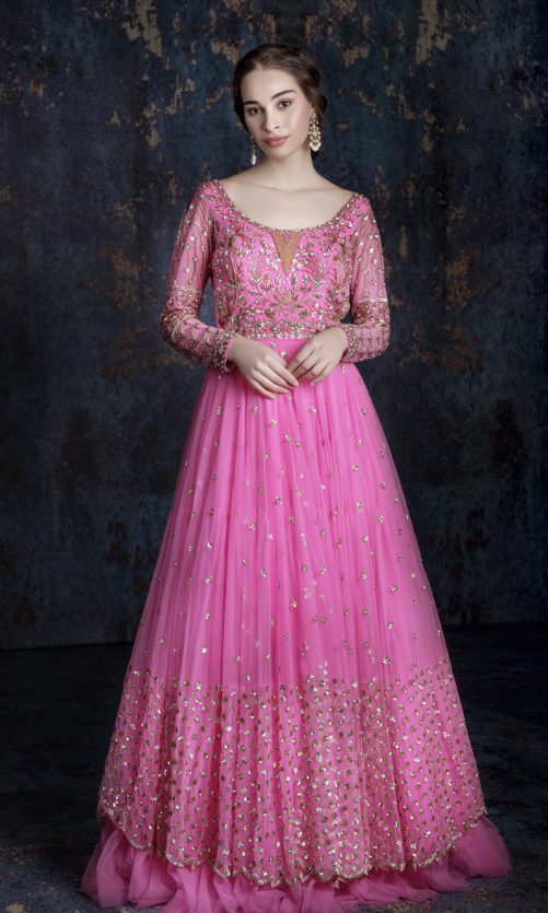 Bright Pink Anarkali  Gown
